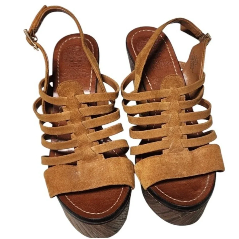Vince Camuto Onia Platform Sandals Strappy Leather Size 7.5